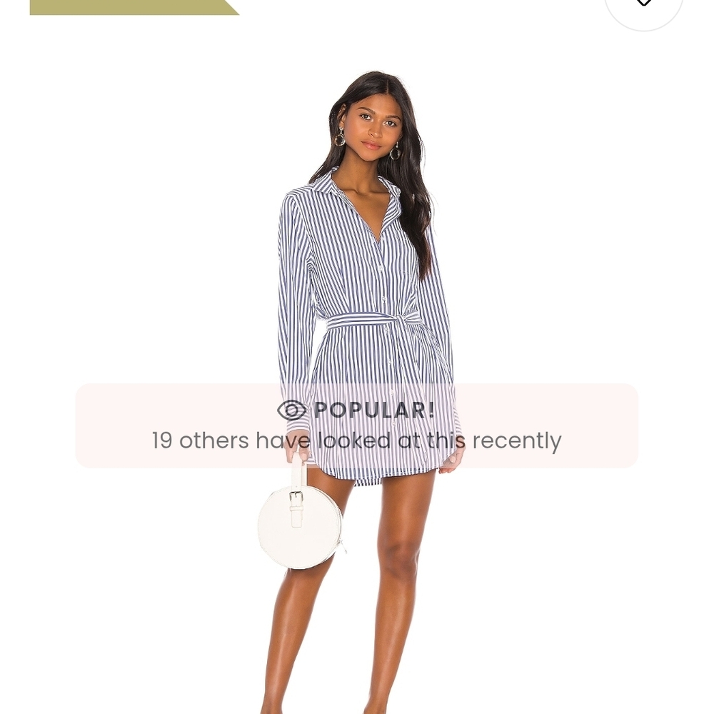 L'Academie Navy and White Striped Long Sleeve Dress Summer Cover Up